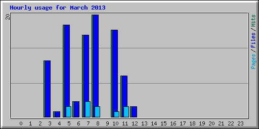 Hourly usage for March 2013