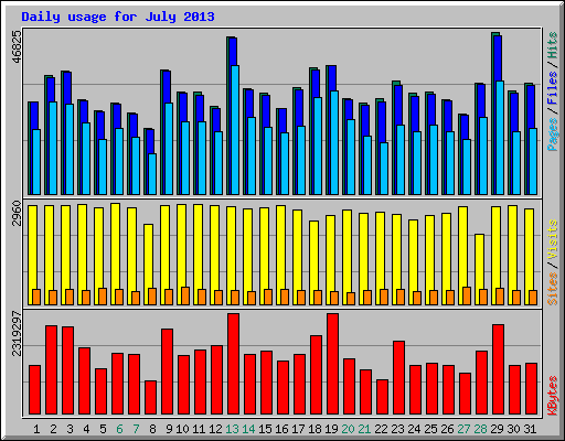 Daily usage for July 2013