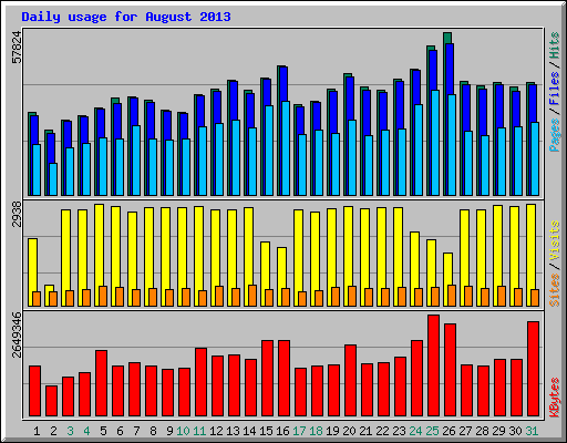 Daily usage for August 2013
