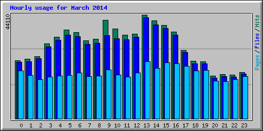Hourly usage for March 2014